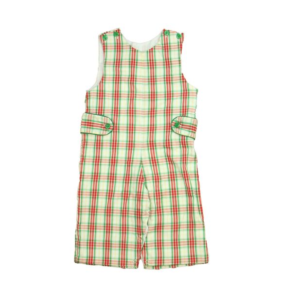 Lulu Bebe Boys Red Plaid Romper size: 12 Months - Picture 1 of 2